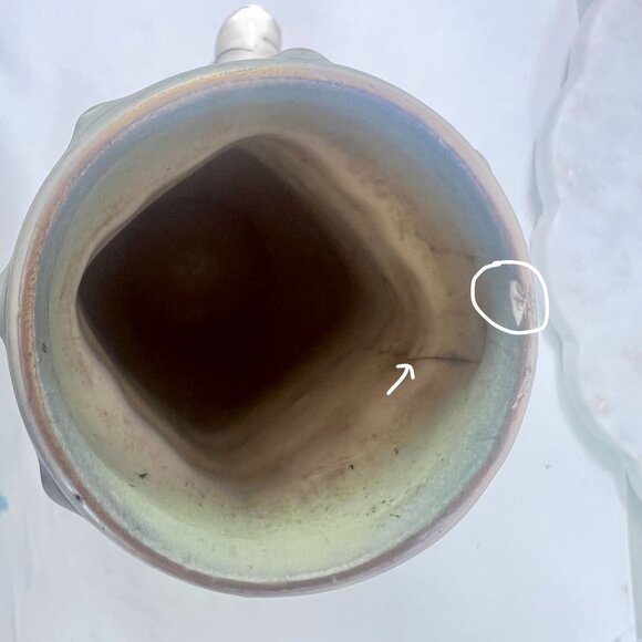 Art Nouveau Ceramic Bud Vase Green Gray 1900 Twin Handles 10" X 5" - Picture 4 of 10